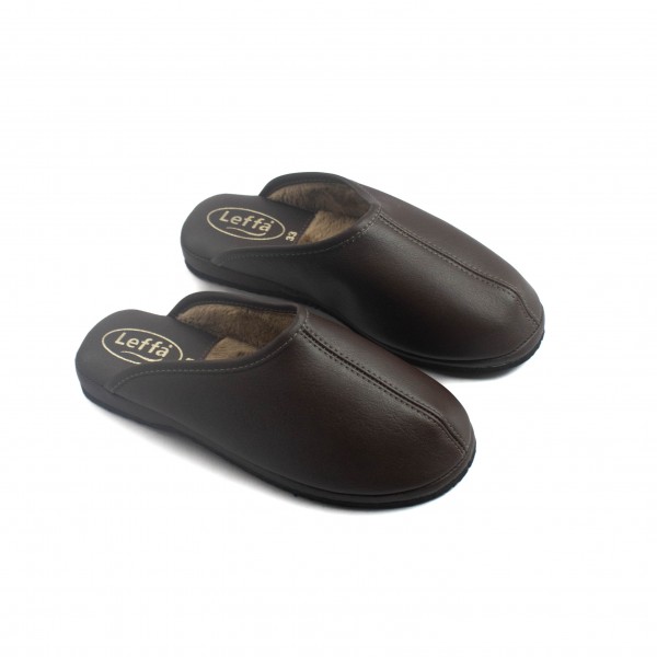 Pantufa Aberto em Couro Leffa Unissex