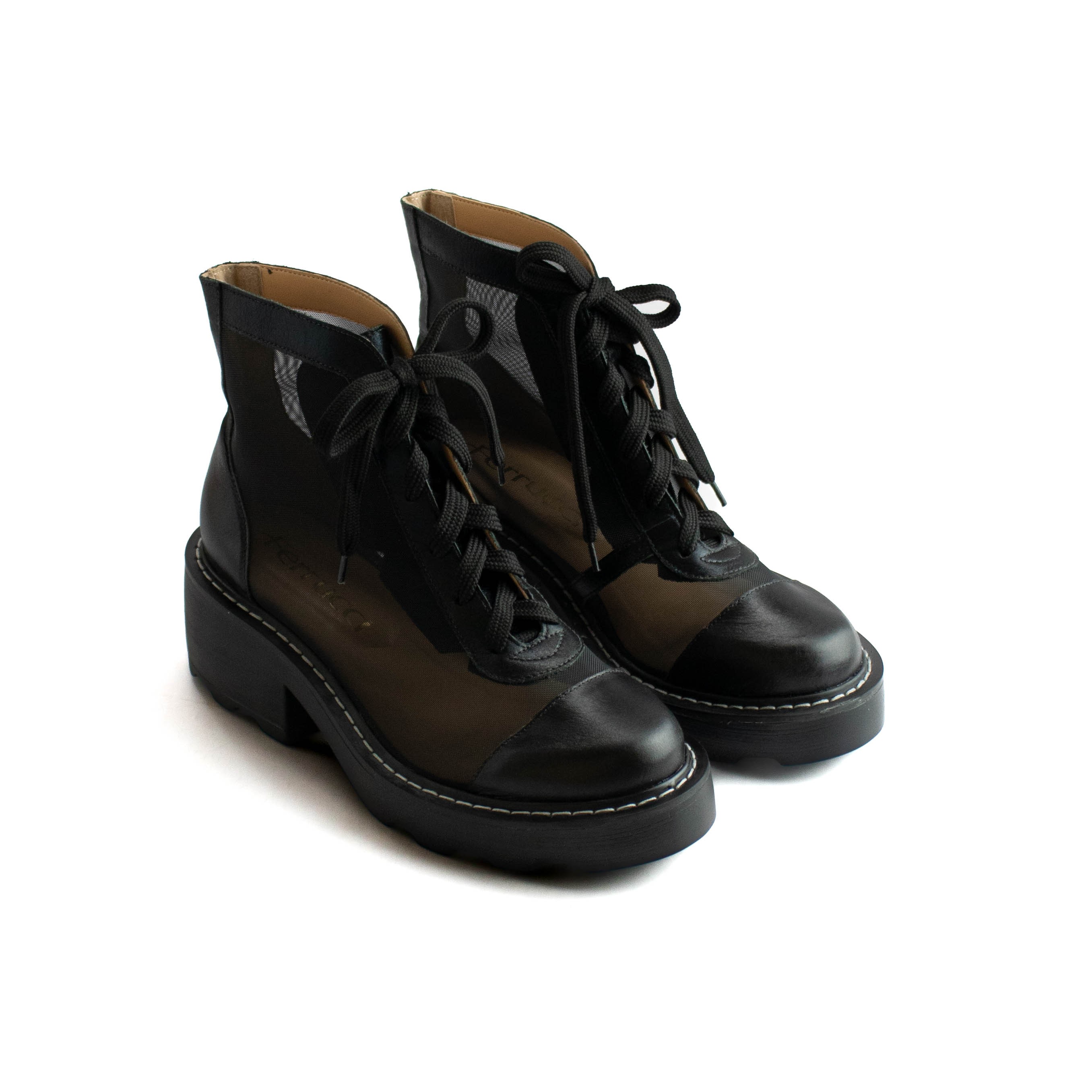 Bota Coturno Tela Mesh Cristal Ferrucci Feminino