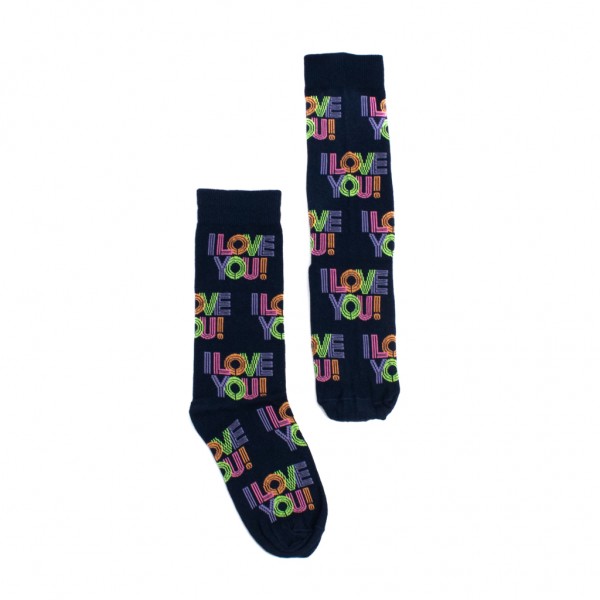 Meia Cano Longo Street Frase I Love You Neon Selene Feminino