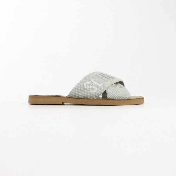 Chinelo Rasteira Flat em X de Gorgurão com Logo em Silk Schutz Feminino