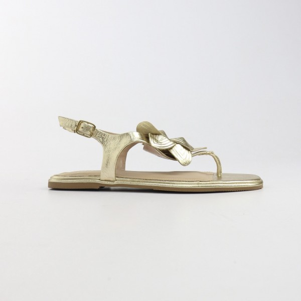 Sandália Rasteira Flat com Flor Metalizada 365 Soft Feminino