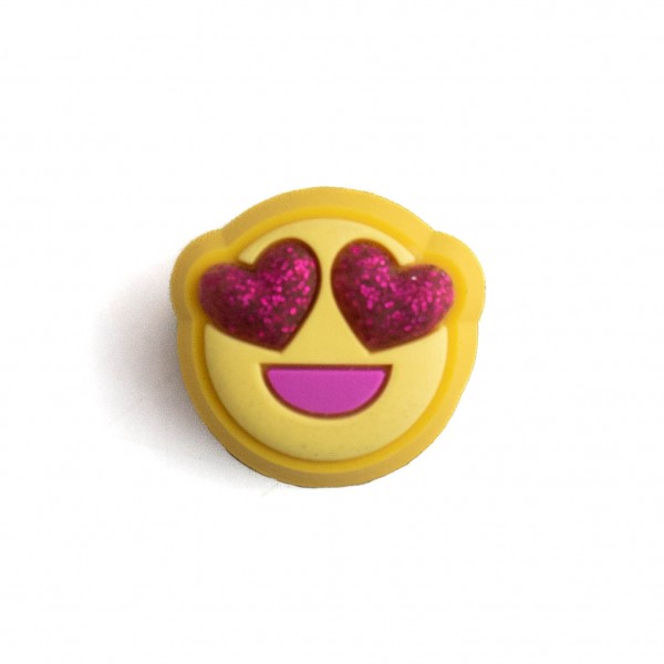 Broche Acessório Jibbitz Emoji com Olhos de Coração de Glitter Crocs Unissex
