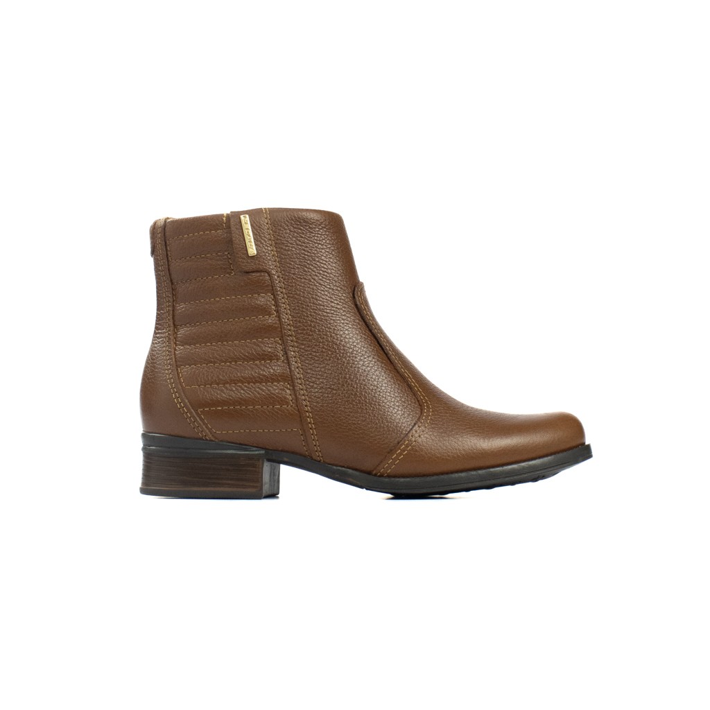 Bota Cano Curto em Couro Burnished Pegada Feminino