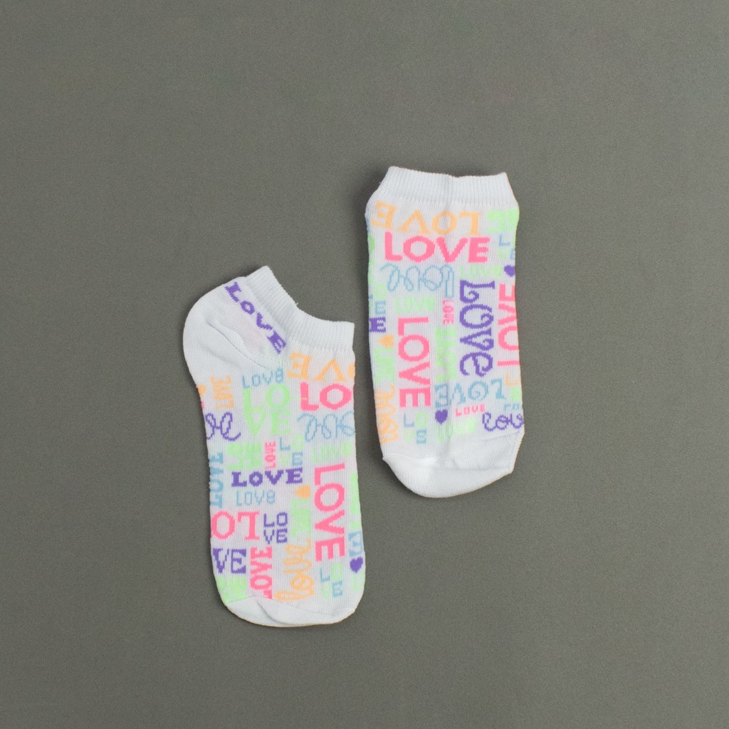 Meia Sapatilha Estampa Multi Love Neon Selene Feminino